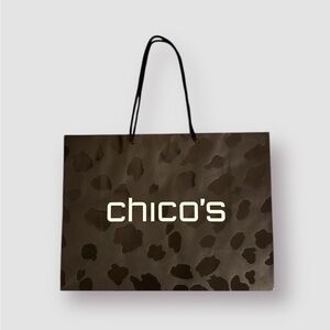 Chico's Black and Grey Animal Print Paper Shopping Tote Bag